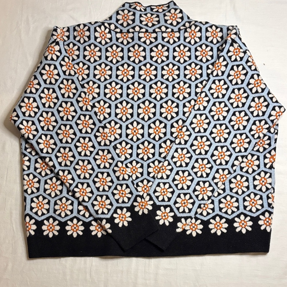 Maeve by Anthropologie Mock Neck Retro Daisy Pattern Sweater - Picture 3 of 6